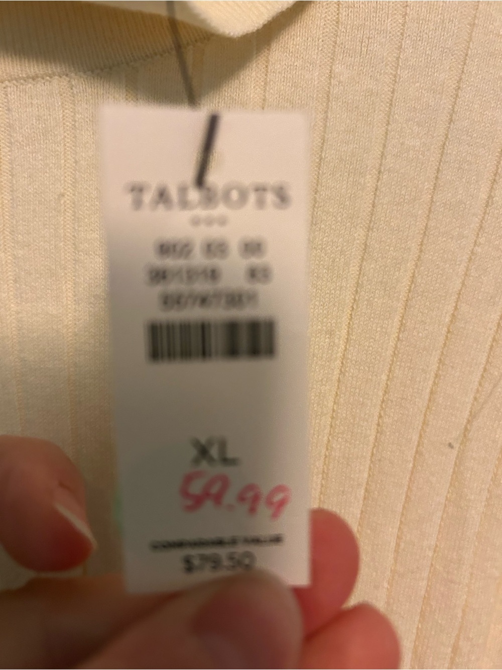 Talbots Cream Ribbed Cowl Neck Sweater - Picture 2 of 3
